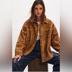 Free People X One Teaspoon Daria Flocked Denim Shacket NWT